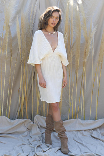 Jen's Pirate Booty Chateau Midi Dress in Natural Gauze - FINAL SALE