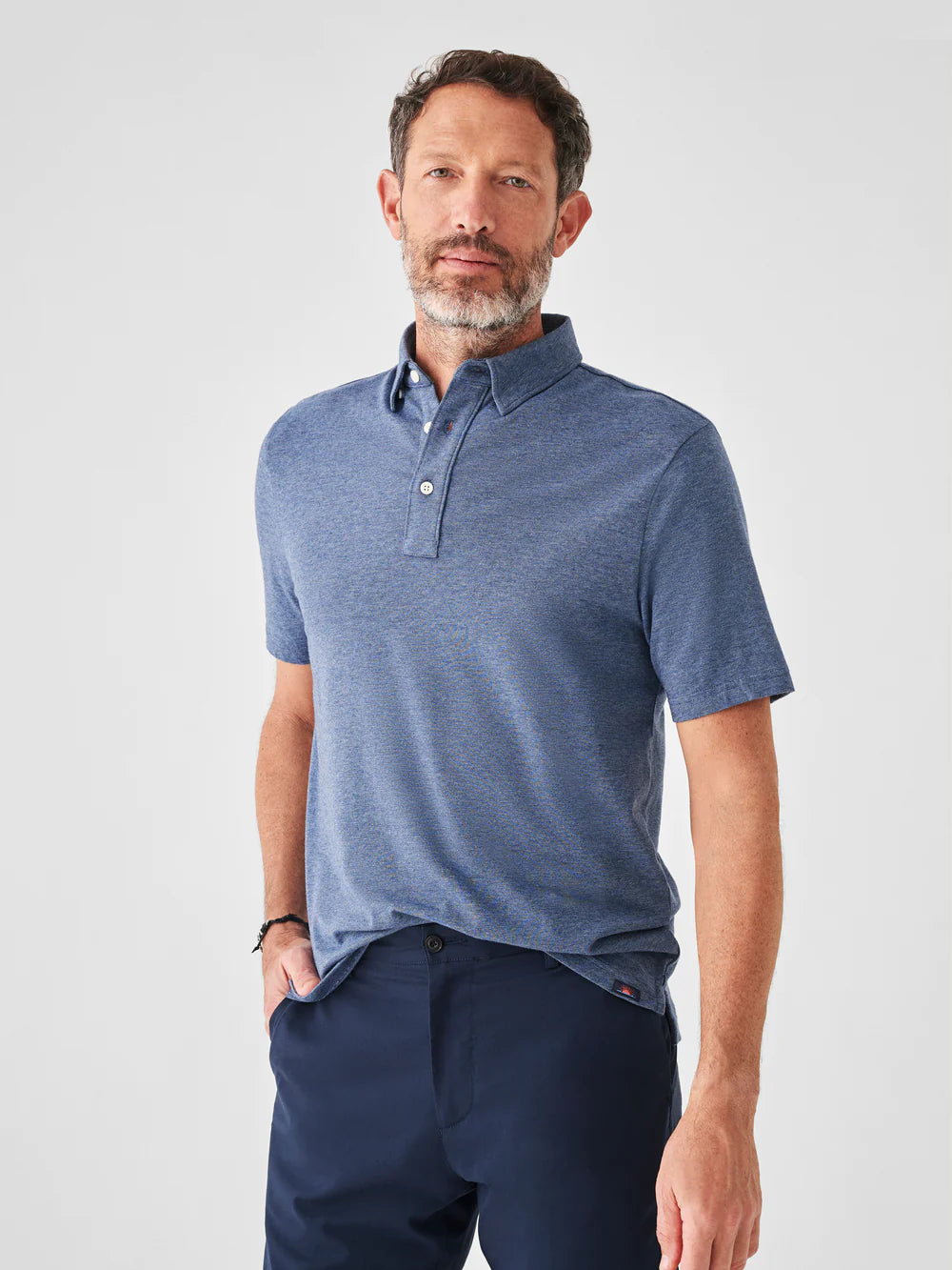 Navy melange polo shirt