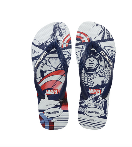 Havaianas Kids' Captain America Flip Flops in Navy/White