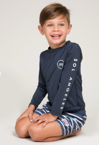 Sol Angeles Kids Waves L/S Rashguard Navy - FINAL SALE