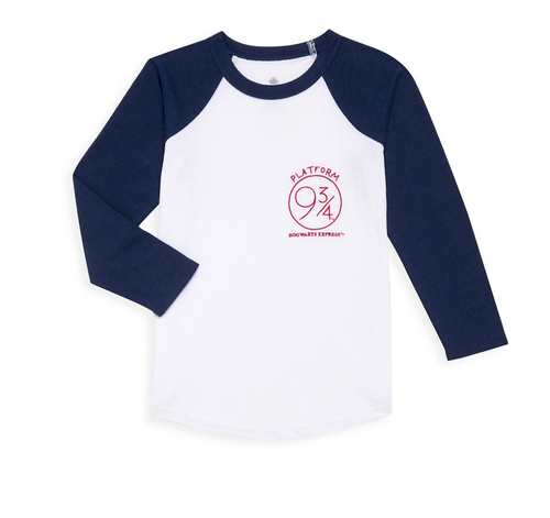 Chaser Kids Harry Potter Platform 9 3/4 Jersey Raglan Baseball Tee In Navy/White - FINAL SALE