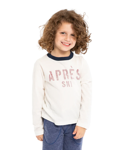 Sol Angeles Kids Apres Ski L/S Ringer Crew in D White - FINAL SALE