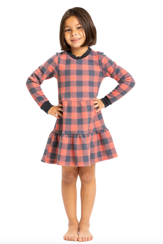 Sol Angeles Kids Buffalo Plaid L/S Tier Dress - FINAL SALE