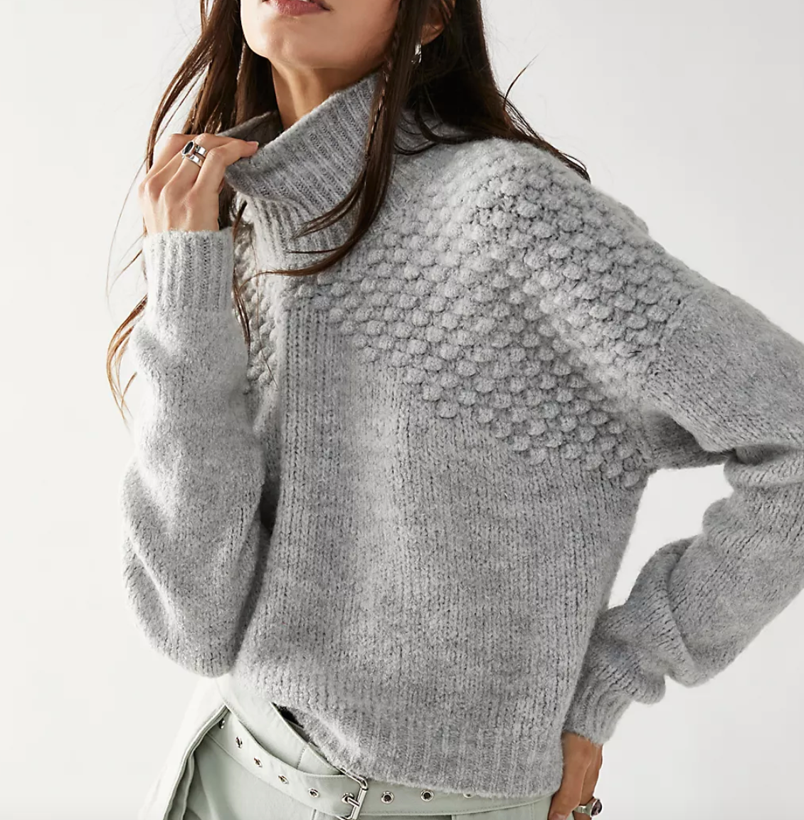 Free People Bradley Pullover in Light Grey Heather