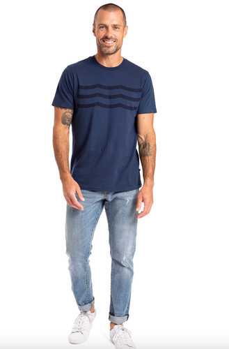 Sol Angeles Mens Noir Waves Crew in Indigo