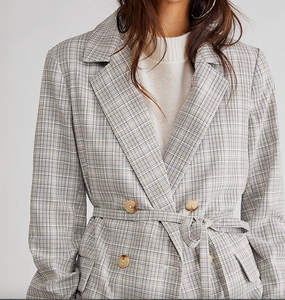 Free People Olivia Blazer in Natural Plaid Combo - FINAL SALE