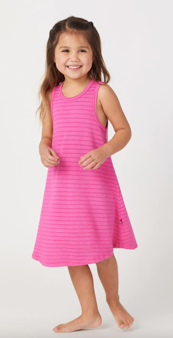 Sol Angeles Kids Tonal Stripe Flounce Dress in Dahlia - FINAL SALE