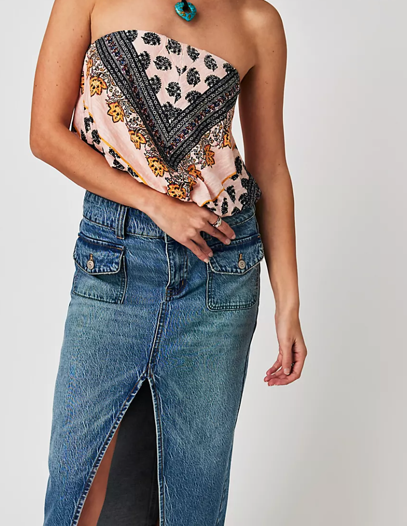 Free People Borderline Tube Top in Silver Combo - FINAL SALE