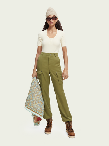 Scotch & Soda Lara High Rise Straight Leg Cargo in Olive - FINAL SALE