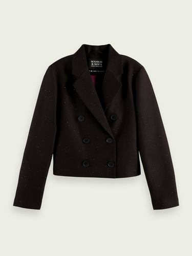 Scotch & Soda Cropped Double-Breasted Blazer in Black Sky - FINAL SALE