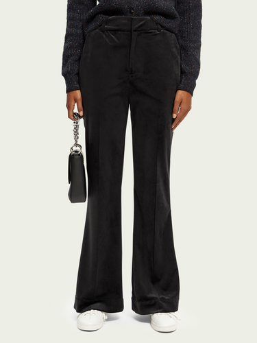 Scotch & Soda Velvet High-Rise Flared Trousers in Black - FINAL SALE