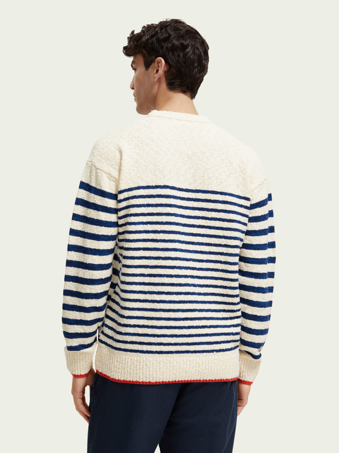 Scotch & Soda Mens Striped Crewneck Sweater in Breton Stripe